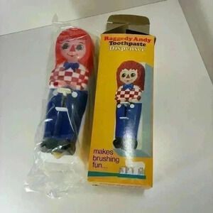 New old stock vintage 70s Raggedy  Andy toothpaste dispenser